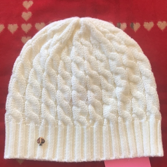 Brand New Kate Spade Cable Beanie Hat & Gloves Set Cream main image 11